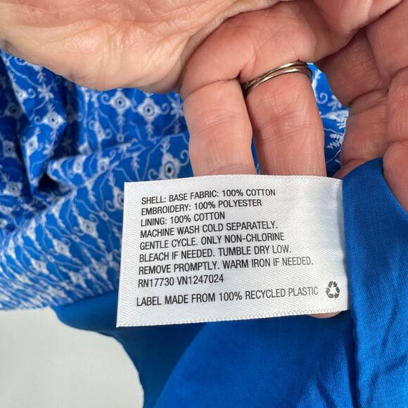 Rhode x Target NWT Blue Puff Sleeve Mini Dress Smocked Waist Cotton Size L Large - Picture 8 of 10